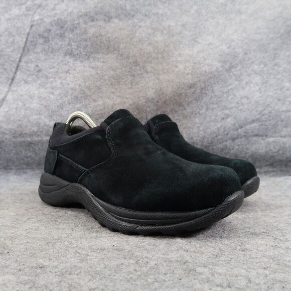LL Bean Shoes Womens 7 Slip On Moc Insulated Comfort Leather Arctic Grip Black - Picture 1 of 15